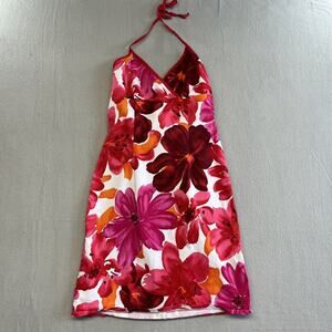 Studio Y Y2K Babydoll Halter Dress Pink Orange Floral Size 11